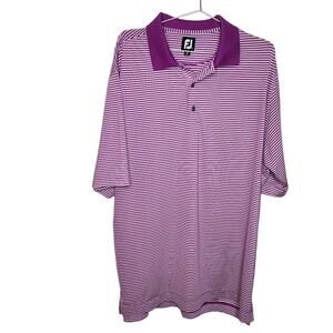 FootJoy ProDry Performance Lisle Feeder Stripe Orchid/White Golf Polo Size XL